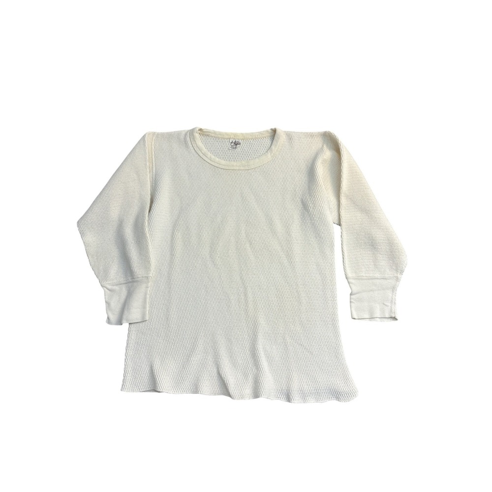 Kentfield Mens Cream Waffle Knit Thermal Long Sleeve Shirt Cotton Size M 38-40